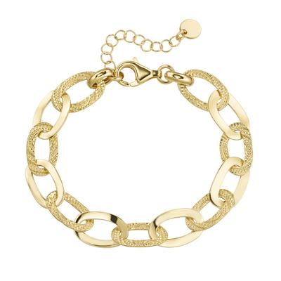 Armband SMART JEWEL "ovale Glieder hochglänzend und strukturiert, Silber 925", gold, Armbänder, Damen, 19cm, Silber 925 