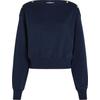 Sweatshirt TOMMY HILFIGER CURVE "CRV GOLD BTN BOAT-NK SWTSHRT", Damen, Gr. 54, blau (schwarz night navy), Sweatware, Obermaterial: 100% Baumwolle, unifarben, casual, regular fit, U-Boot-Ausschnitt, Langarm Bündchen, Sweatshirts, in Großen Größen,...