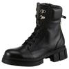 Bikerboots TOMMY HILFIGER "LACE-UP BIKER LEATHER", Damen, Gr. 39, schwarz, Leder, Lederimitat, unifarben, modisch, Schuhe, Blockabsatz, Schnürboots, Stiefelette mit gepolstertem Schaftrand