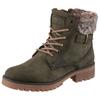 Winterboots TOM TAILOR, Damen, Gr. 39, grün (khaki), Nubuklederimitat, Textil, unifarben, kontrastfarbene Details, casual, Schuhe, Workerboots, Hiking Boot mit Blockabsatz