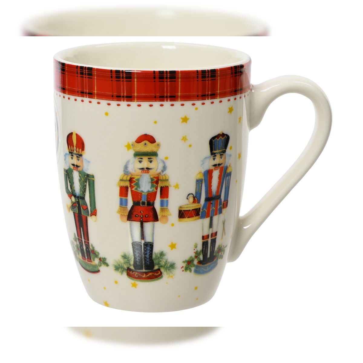 Christmas Decorations Tasse Nussknacker Motiv 10,6cm Porzellan Teetasse 350ml Henkel Weihnachtstasse Porzellantasse Teebecher Kaffeetasse Kaffeebecher Geschirr Rot Weiß Image