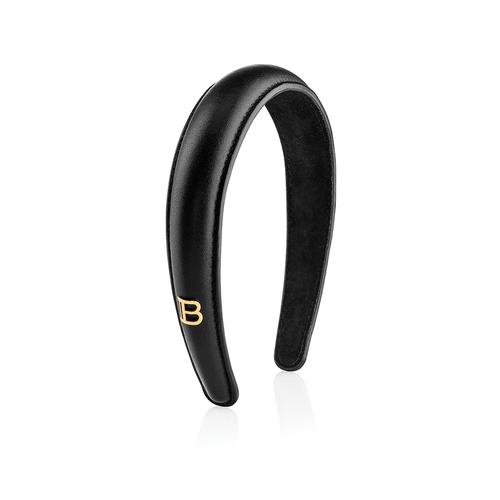 Balmain Hair Couture - HC Black Leather Puffed Headband with Gold Plated Logo Haarreifen & -bänder 1 ct