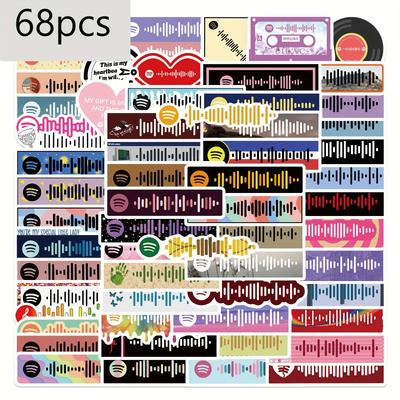 TEMU 68pcs Gutbd Music Code Stickers - Colorful, High Value Phone Case, Notebook, Diy Creative Decoration, Waterproof Stickers