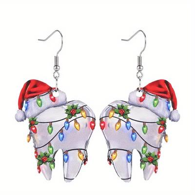 TEMU Wooden Christmas Hat & Tooth - Jewelry For Women,