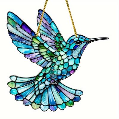 TEMU Hummingbird Sun In Stained Acrylic, Decorative Window Hanging Ornament For All , Unique Gift Idea - 7.87