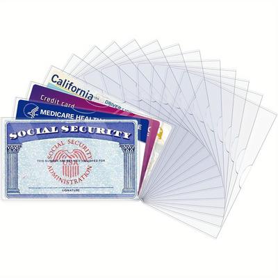 TEMU 16-piece Social Security , Transparent Pvc Soft Waterproof Medical Insurance Card Protective Cover, Credit Card, Business Card, Heavy-duty .