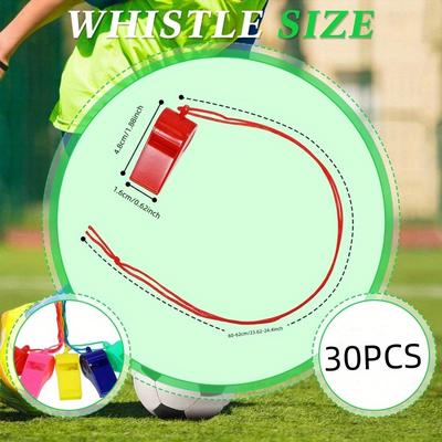 TEMU 30pcs Portable Pvc Whistles For Sports, Cheerleading, Referees & Emergency Survival - Ideal Training Tool