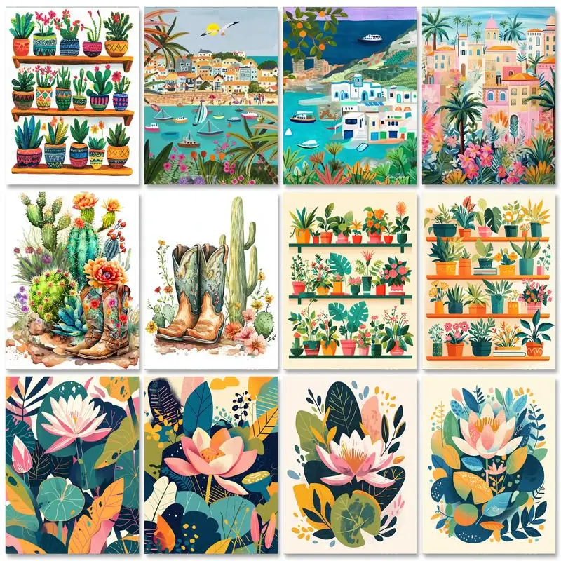 RUOPOTY – cadre de peinture par numéros pour adultes, Kits de plantes modernes, image par numéros pour la décoration de la maison, bricolage