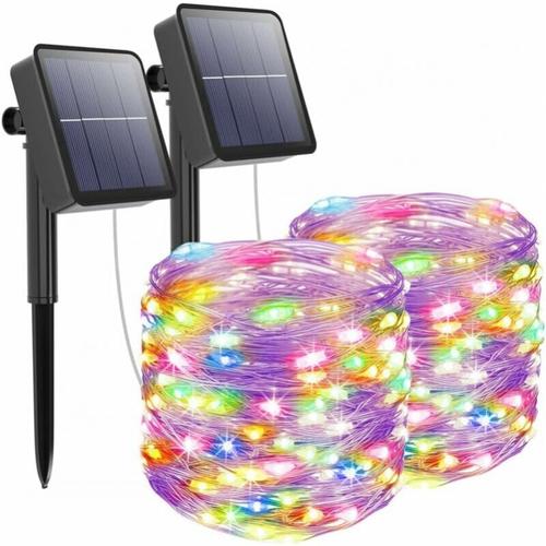 2er-Pack] Solar-Lichterkette für den Außenbereich, 12 m, 100 LEDs, Solar-Lichterkette für den