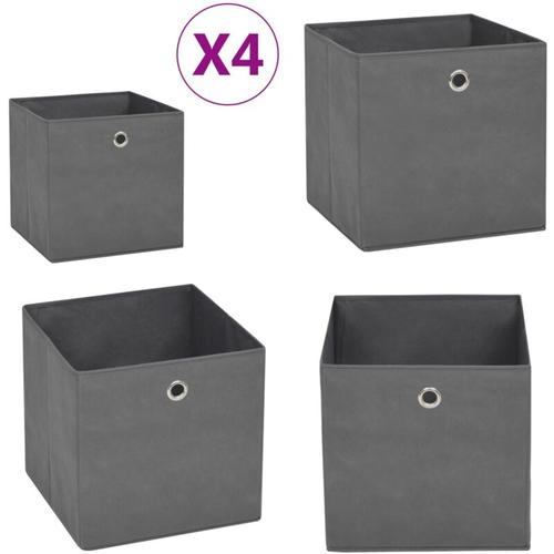 Aufbewahrungsboxen 4 Stk. Vliesstoff 28x28x28 cm Grau - Aufbewahrungsbox - Aufbewahrungsboxen