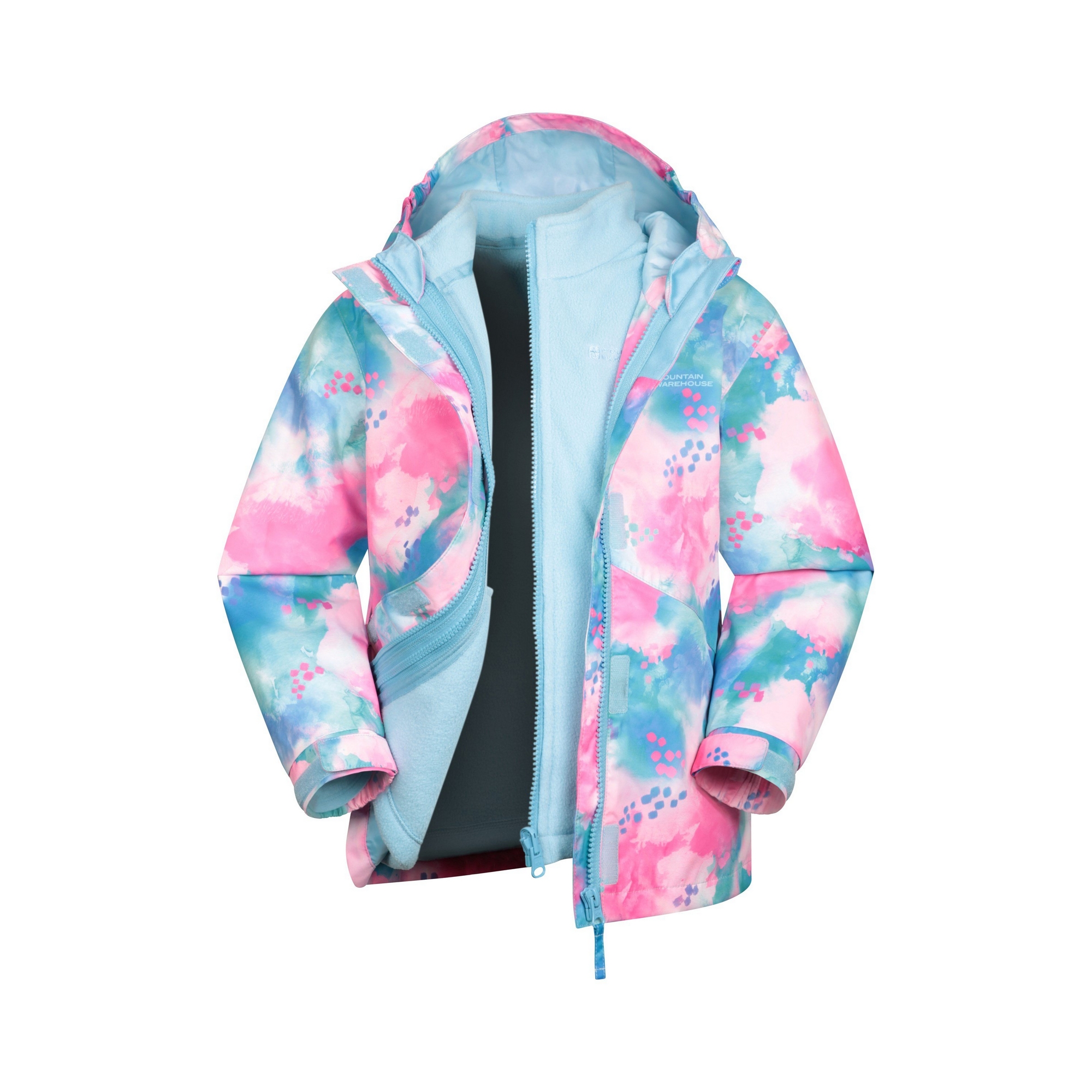 Mountain Warehouse Kinder/Kids Aries Watercolor 3-in-1 wasserdichte Jacke (blau) Image