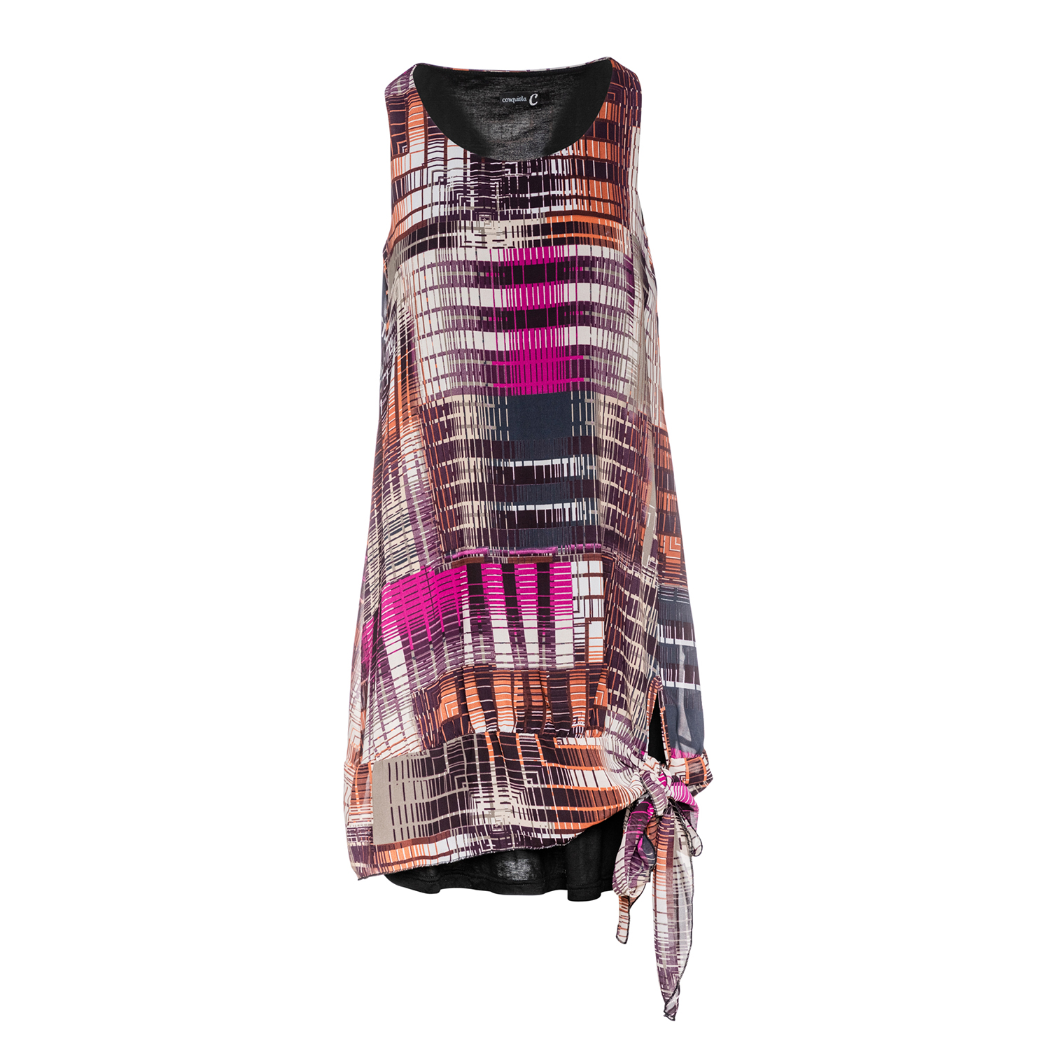 Ärmelloses doppellagiges Voile-Kleid Image