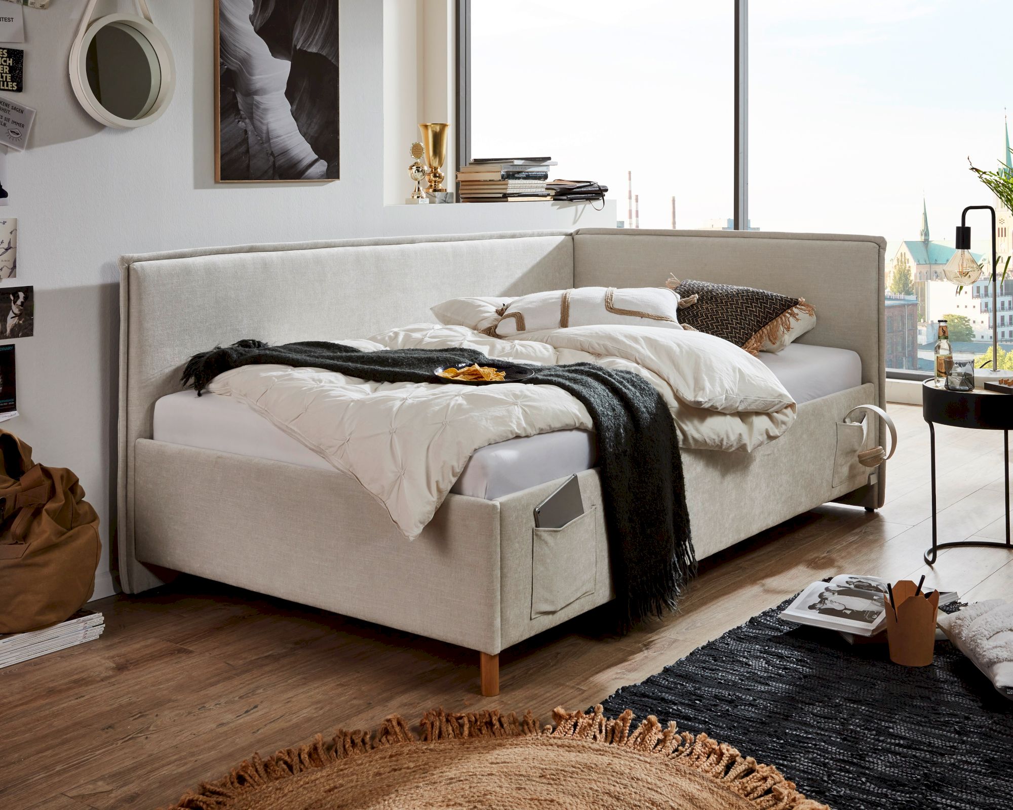 meise.möbel »Fun II« Jugendbett 90x200 cm / beige / mit Rückenteil / mit Bettkasten / ohne Matratze