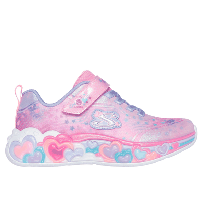 Skechers Girl's S-Lights: Eternal Heart Lights Sneaker | Size 2.5 | Light Pink | Textile/Synthetic