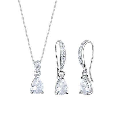 Elli - Tropfen Zirkonia 925 Sterling Silber Schmuck-Set 1 ct Damen