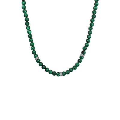 KUZZOI Synthetischer Malachit Perlen Bead 925 Sterling Silber oxidiert 50 Herren Image