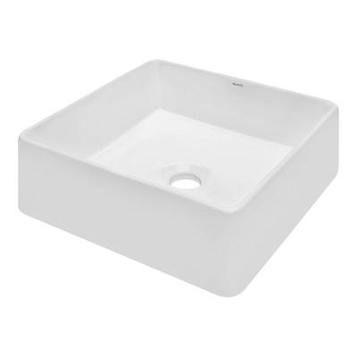 Ruvati RVB1616 Vista 16" x 16" White Vitreous Porcelain Ceramic Square Above-Counter Bathroom Vessel Sink