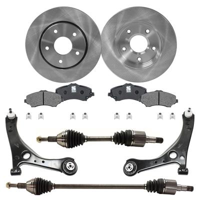 2009 Dodge Grand Caravan 8-Piece Kit Front, Driver and Passenger Side Axle Assembly, For Braking System with 305mm Rear Disc Rotor, Except Heavy Duty Brakes, Front Wheel Drive, New, includes (2) Axle Assembly, (2) Brake Disc, (1) Brake Pad Set, and...