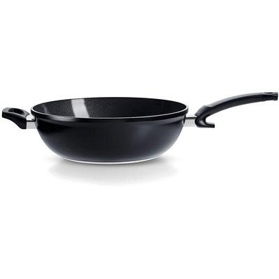 Wok FISSLER "Ceratal Orbit Black", schwarz, H:13cm L:57cm Ø:32cm, Pfannen, gesünderes Kochen mit Antihaft-Effekt, hergestellt ohne PFAS/PTFE Image