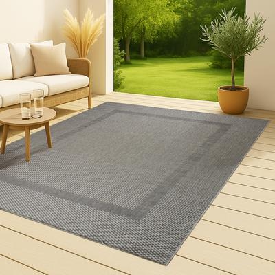 Teppich MY HOME "Venedig Bordüre auch als Läufer erhältlich" Gr. 6, grau, B:200cm H:3mm L:290cm, Kunstfaser, Teppiche, In- und Outdoor geeignet, Sisal-Optik, Wetterfest & UV-beständig Image