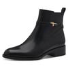Stiefelette TAMARIS, Damen, Gr. 40, schwarz, Glattleder, unifarben, klassisch, Schuhe, Blockabsatz, Businessschuh, Ankleboots mit T-Logoverszierung