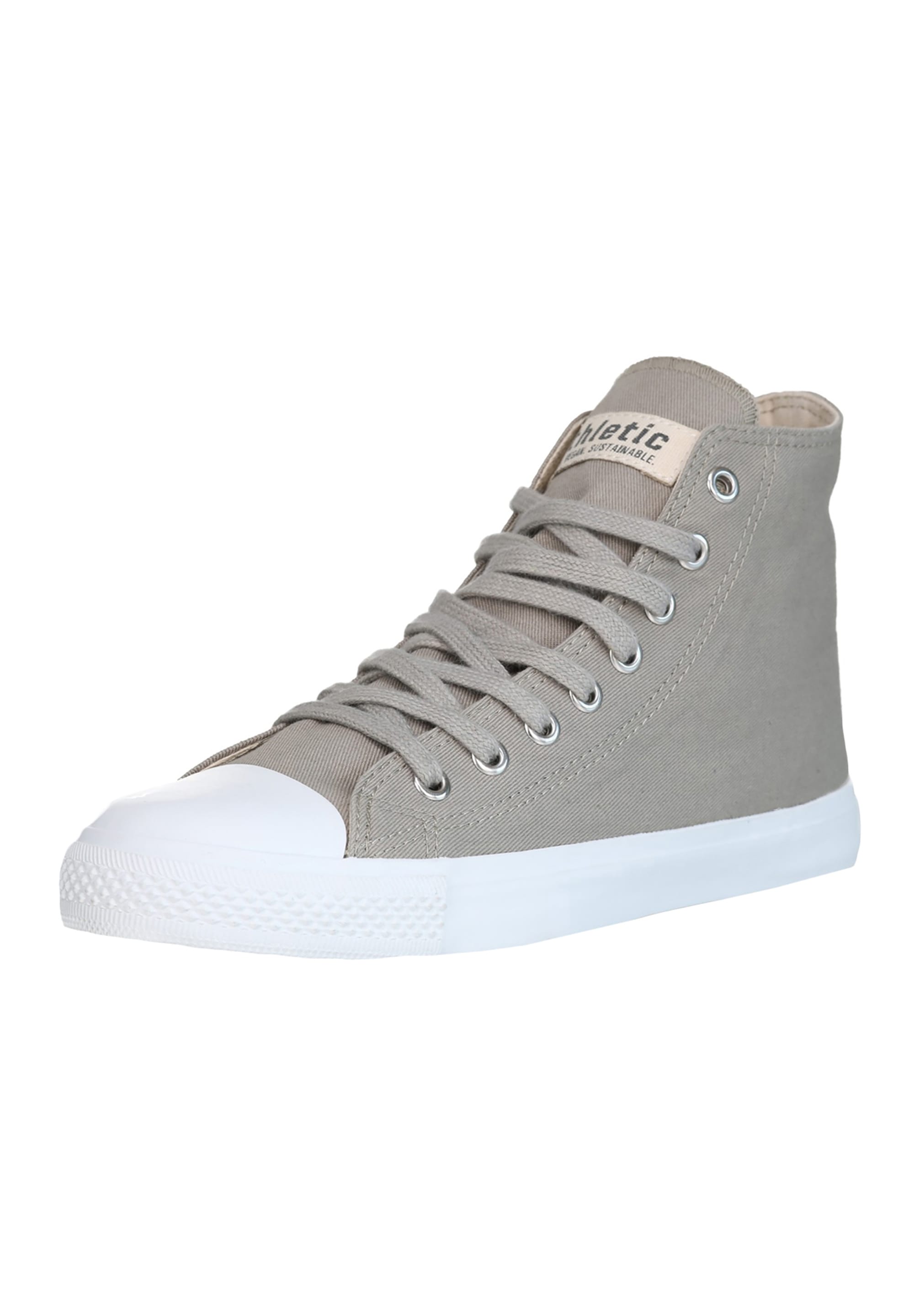 Sneaker ETHLETIC "White Cap Hi Cut", Damen, Gr. 43, grau (frozen olive just weiß), Obermaterial: 100% Baumwolle; Futter: 100% Baumwolle; Decksohle: 100% Baumwolle; Sohle: 100% Naturkautschuk, Schuhe Sneakerboots Canvassneaker Sneaker high, Keine Angabe