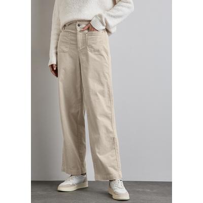 Cordhose STREET ONE, Damen, Gr. 42, Länge 30, beige (pebble beige), Web, 99% Baumwolle, 1% Elasthan, unifarben, casual, normal normal, Hosen, High Waist Image