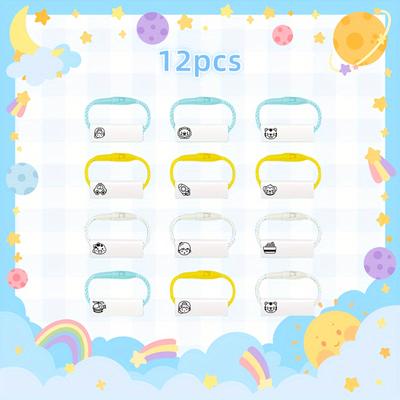 TEMU 12pcs, Customized Waterproof Name Circle, Made Of Soft And Wear-resistant Rubber Material, Printed Clearly And Without Fading, Reusable, Eye-catching Marking Of Personal Items, Easy To Identify