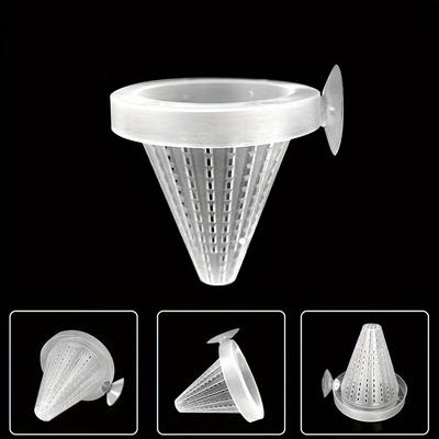 TEMU 2pcs Plastic Bloodworm Feeder Cone For Fish, Live Food Funnel With Suction Cup, Aquarium Feeding Cups, 5cm/1.97in Diameter, Transparent Fish Tank Feeders