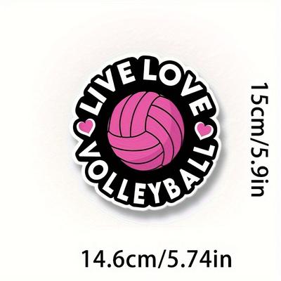 TEMU Volleyball Sticker Decal For Fans - Live Love , Self-adhesive Vinyl, Ideal For Car Bumper, Laptop, Luggage, Single-use On Plastic, Glass, Metal, Ceramic, Part Location: Left Side