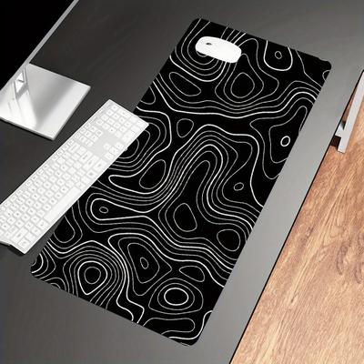 TEMU 1pc Terrain Line Pattern Long Mouse Pad Non-slip Durable Game Office Laptop 30*60cm