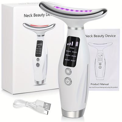 TEMU 7 Modes Electric Face Neck Massage, Facial Beauty Tool, Home Use Face Massager Facial Skin Care Device, Home Spa Massager