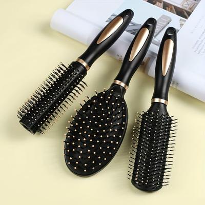 TEMU 3pcs Hairbrush Set, -static Ion Comb Kit Massaging , Abs Plastic Brushes