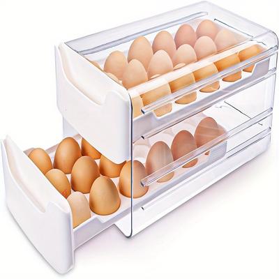 TEMU 1pc Superlele 36-egg Plastic Egg Storage Container With 2 Layers, Clear Stackable Egg Holder With Handles, Organizer Bin For Fridge, Kitchen Home Use, Food-safe Material