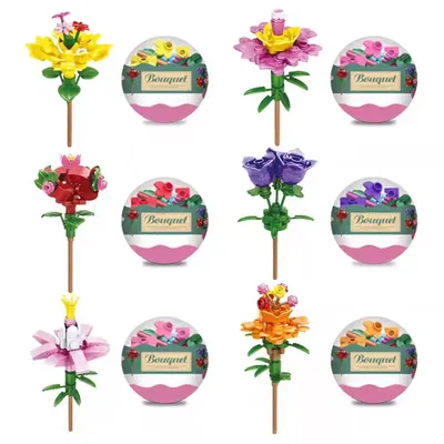 Blume Blind Box verdreht Ei Bouquet Baustein DIY montiert Mini Rose Spielzeug kreatives Geschenk für Mädchen Kinder Tisch dekoration