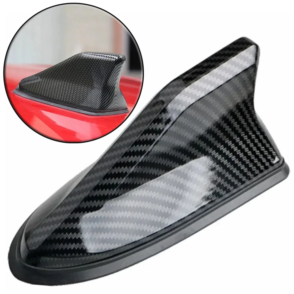 Carbon Look Auto Dach Top Mount Shark Fin Antenne Antenne Topper Auto Radio AM FM Antenne Signal Verstärker Antenne Universal Image