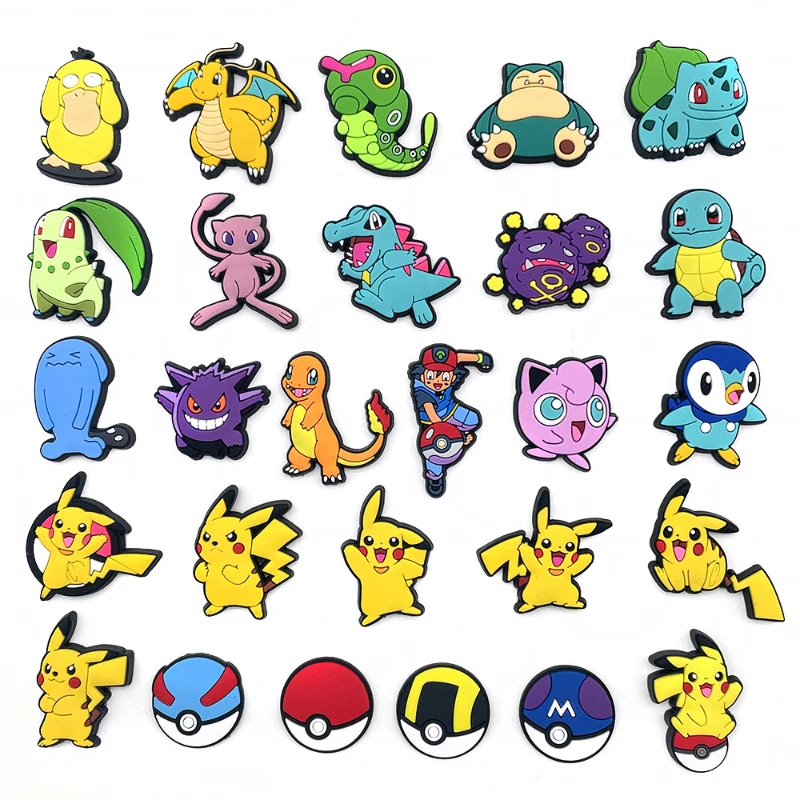 27 Teile/satz Pokemon Schuh Charms Nette Cartoon Für Clogs Sandalen Tasche Lustige Schuh Zubehör Party Geschenke Für Frauen Männer