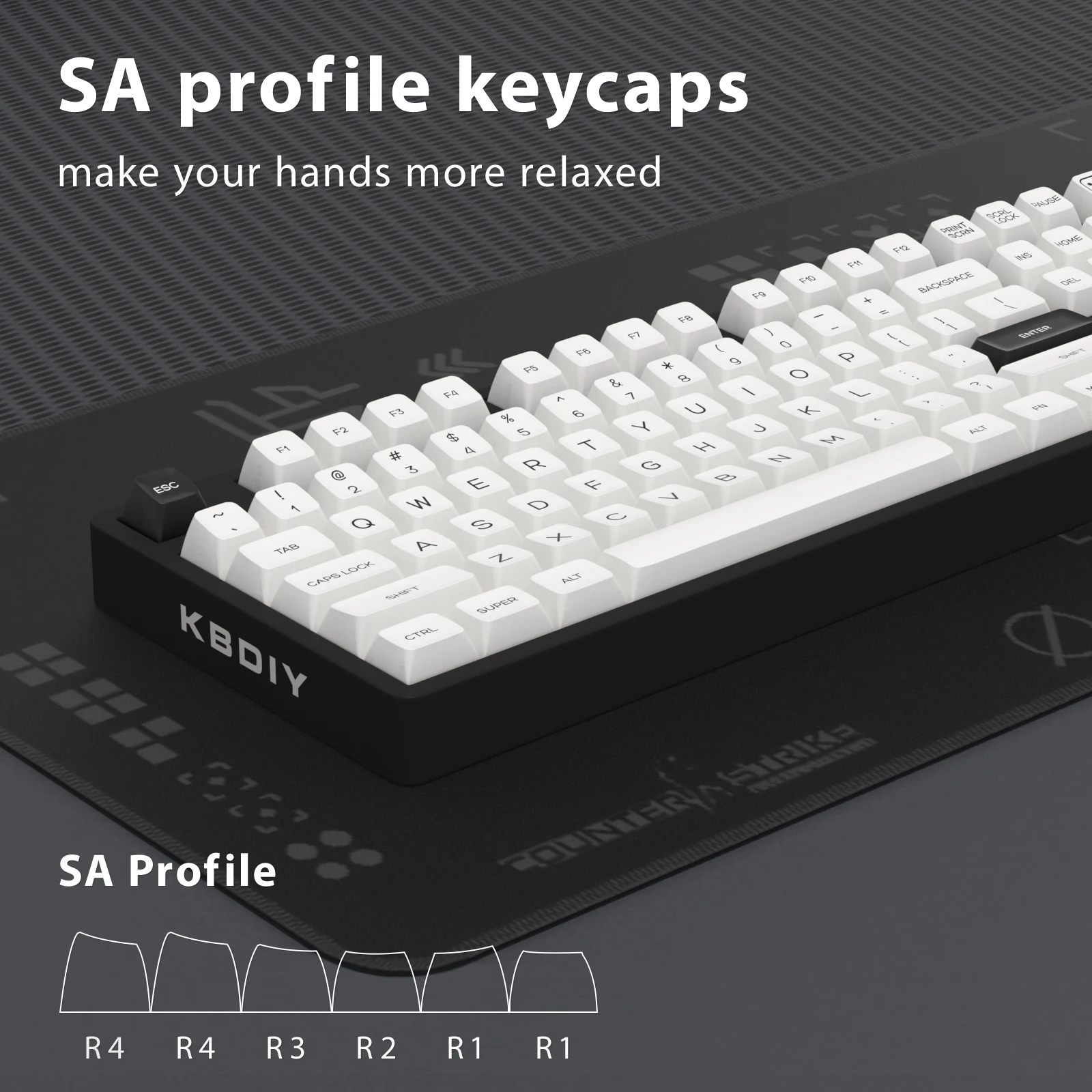 Kbdiy 161 tasten gmk bogen keycap set double shot pbt weiß sa profil keycaps gamer benutzer definierte iso für mechanische spiel tastaturen 7u Image