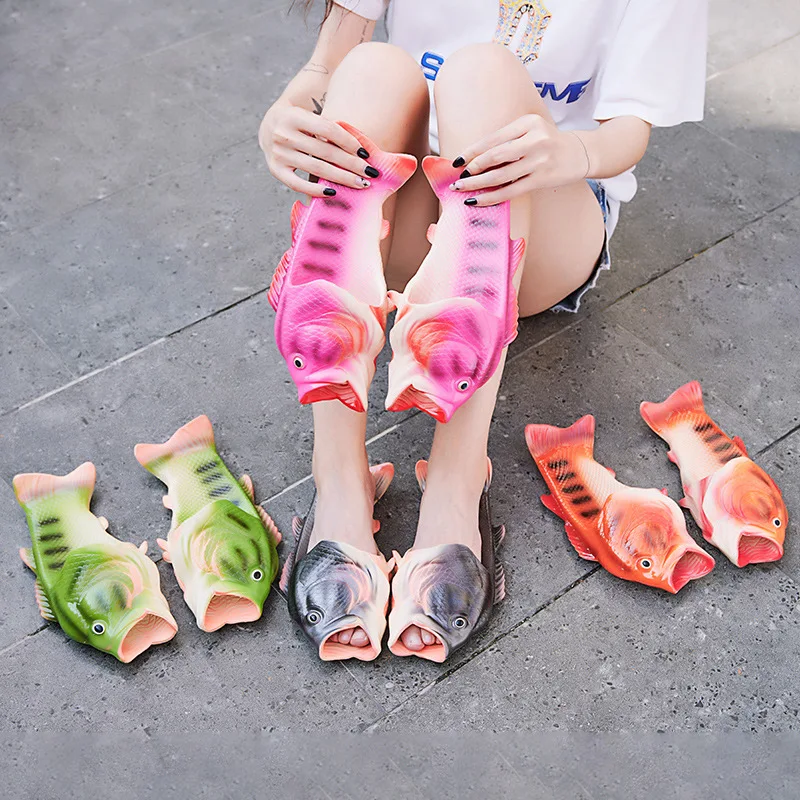Neue lustige Hausschuhe Herren-und Damen kinderschuhe Eltern-Kind-Sandalen Sommers trands chuhe Unisex fisch förmige Hausschuhe