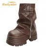 Schuhe für Frauen Neue Mid-Kalb Stiefel 10CM Hohe Plattform Moderne Stiefel Gürtel Schnalle Punk