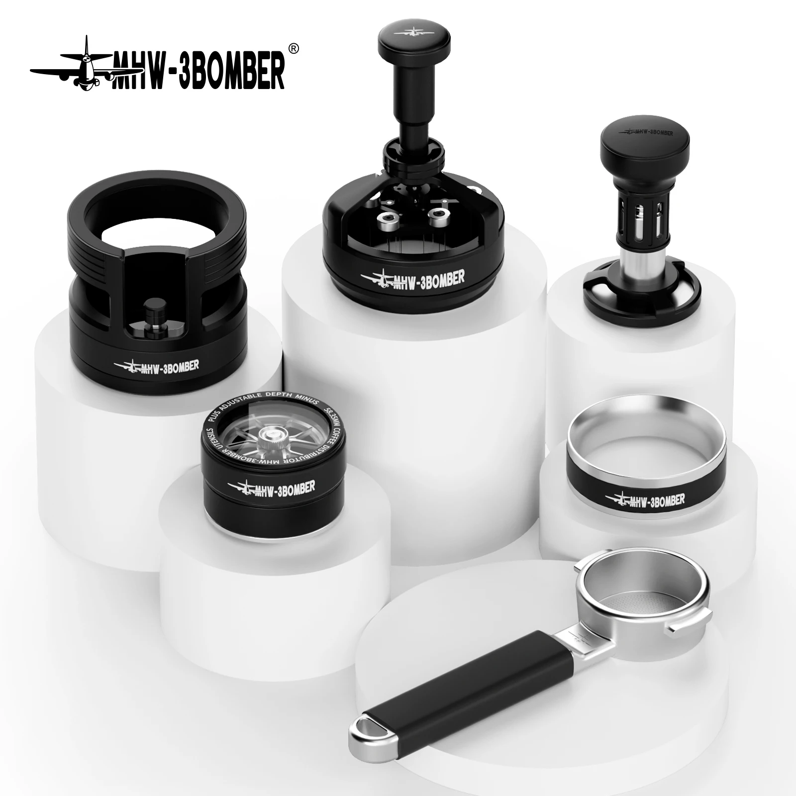 MHW-3BOMBER 58-mm-Dosiertrichter, Kaffeeverteiler, Espresso-Siebträgerhalter, WT-Werkzeug, Espresso-Tamper, bodenloser Siebträger Image