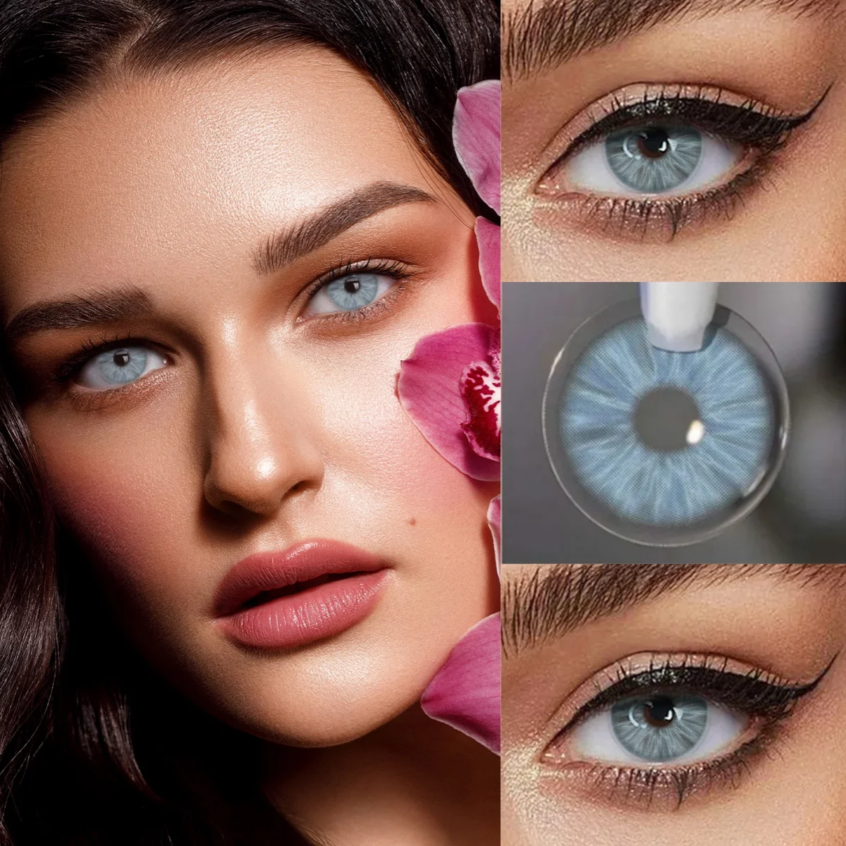 VISUASHOW Weiche farbige Kontaktlinsen natürlicher Farbe, komfortabel für empfindliche Augen, jährliche Nutzung, natürliche Farbe für Augen-Make-up Image