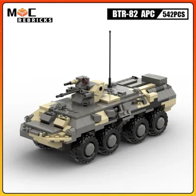 MOC Moderne Militär Armee Waffen Ausrüstung Fahrzeug BTR-82 Gepanzerte Auto Bricks Set Kinder Image