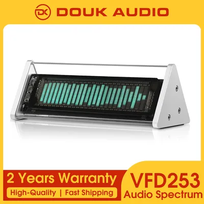 Douk Audio VFD Audio Spektrumanalysator Bluetooth 5.0 Empfänger 3,5 mm AUX Selector Home Schreibtischuhr mit Fernbedienung