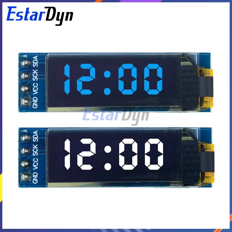 Estardyn 0,91 Zoll OLED-Modul 0,91 Zoll Weiß/Blau OLED 128 x 32 OLED-LCD-LED-Anzeigemodul 0,91 Zoll IIC Communicate für Arduino Image
