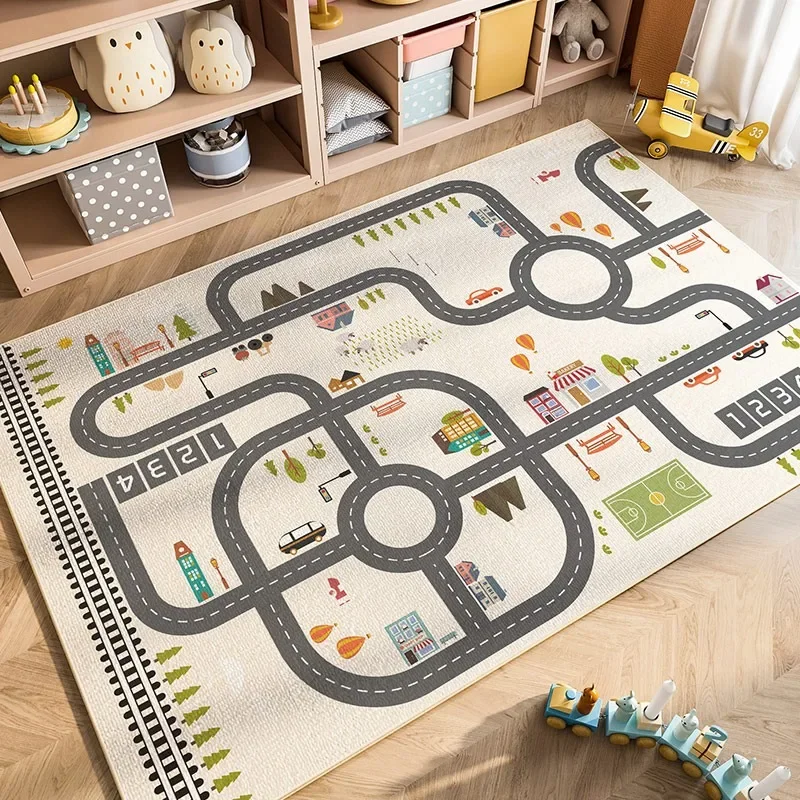 Cartoon-Muster Wohnzimmer große Fläche Teppich minimalistische Kinder Schlafzimmer Teppich Spielzeug Spielbereich Teppich Baby pflegeleicht Krabbelmatte
