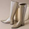 Kniehohe Damen stiefel Echt leder Winters chuhe mit niedrigem Absatz Damenschuhe Größe 45 Reiß verschluss schwarz lange Chelsea Boot Marke