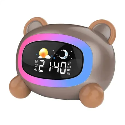 Kids Alarm Clock,Cute Cat Alarm Clock with Night Lights,Children's Sleep Trainer,Light Clock for