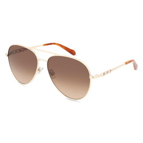 Fossil 206654 Damen-Sonnenbrille Vollrand Pilot Edelstahl-Gestell, gold