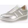Schnürschuh HEINE, Damen, Gr. 38, silber (silberfarben), Leder, Synthetik, Textil, sportlich, Schuhe